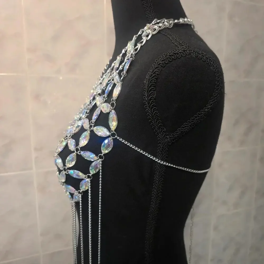 Rave, Party, Club Mermaid Rhinestone Crystal Gem Top